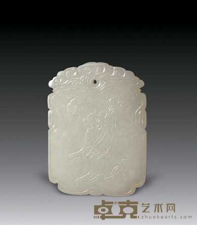 清代 白玉刻人物图珮 6.2×4.5cm